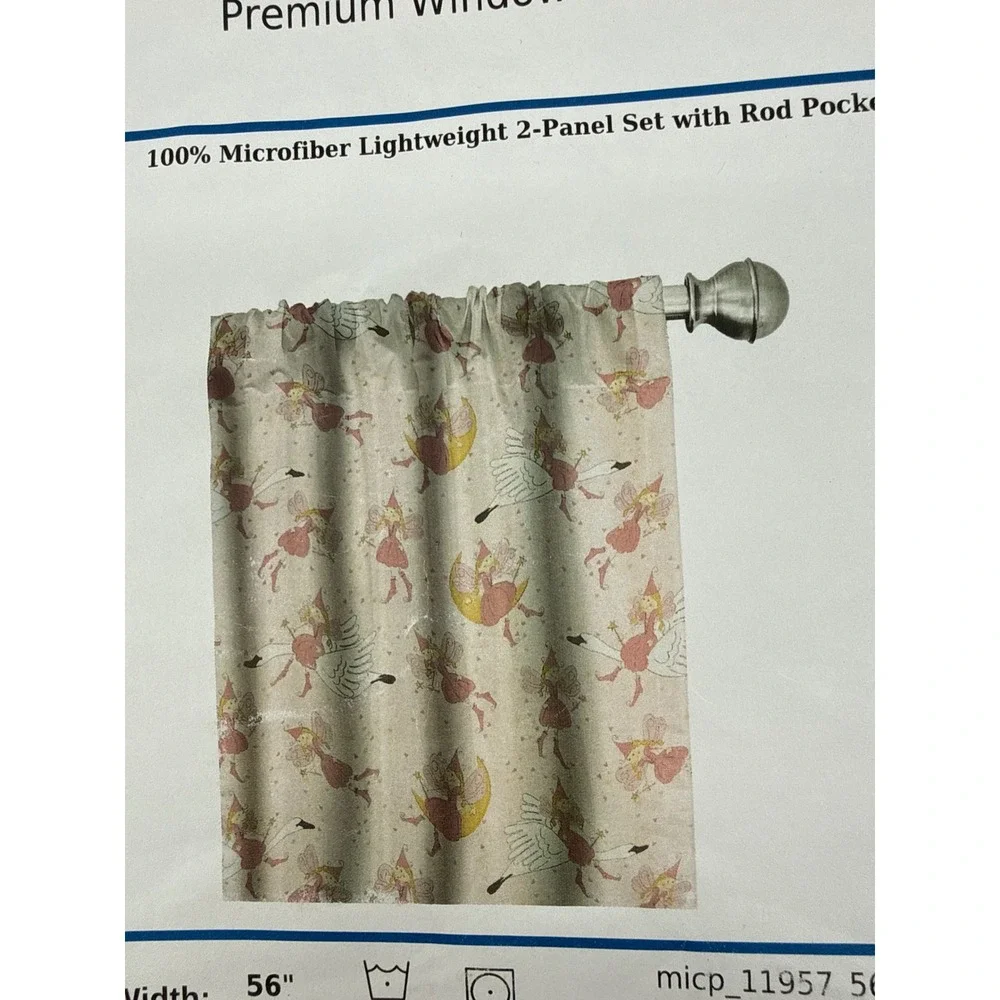 Ambesonne Fairy Swan Moon Pink Microfiber Window Curtains 2 Panel Set 56x84